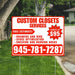 Custom Closets - Space Optimization, Shelving and Hanging Areas,  Drawers and Bins with Price Tag - Plain Chili Red White Design YardSigns.com