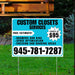 Custom Closets - Space Optimization, Shelving and Hanging Areas, Drawers and Bins with Price Tag - Plain White Aqua Blue Design YardSigns.com