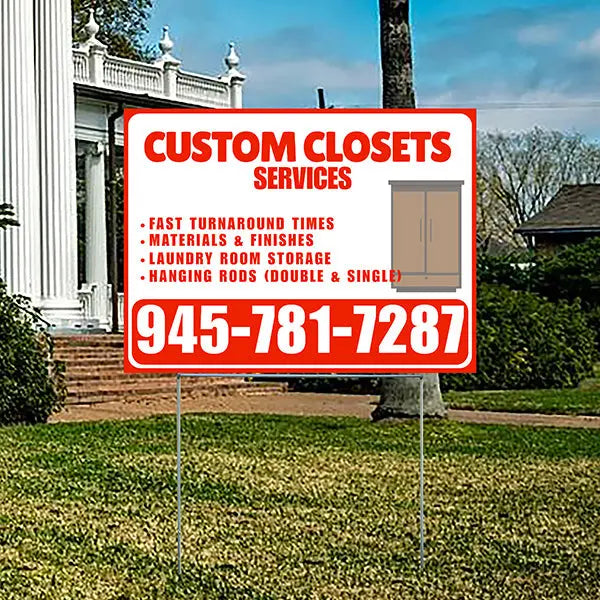 Custom Closets - Fast Turnaround Times, Materials & Finishes, Laundry Room Storage, Hanging Rods (Double & Single) - Plain Chili Red White Design - YardSigns.com