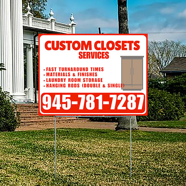 Custom Closets - Fast Turnaround Times, Materials & Finishes, Laundry Room Storage, Hanging Rods (Double & Single) - Plain Chili Red White Design - YardSigns.com