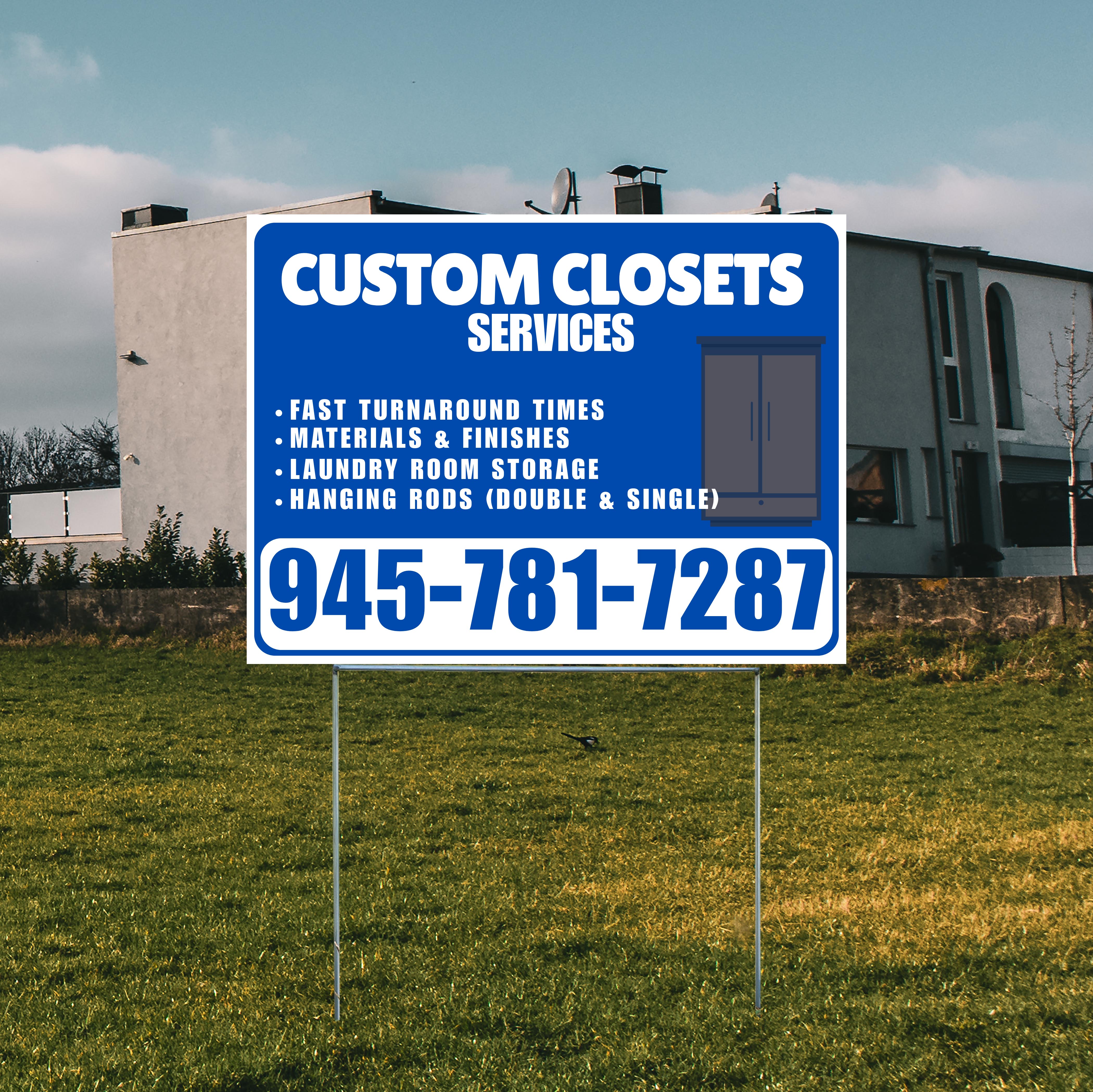 Custom Closets - Fast Turnaround Times, Materials & Finishes, Laundry Room Storage, Hanging Rods (Double & Single) - Plain White Blue Design - YardSigns.com