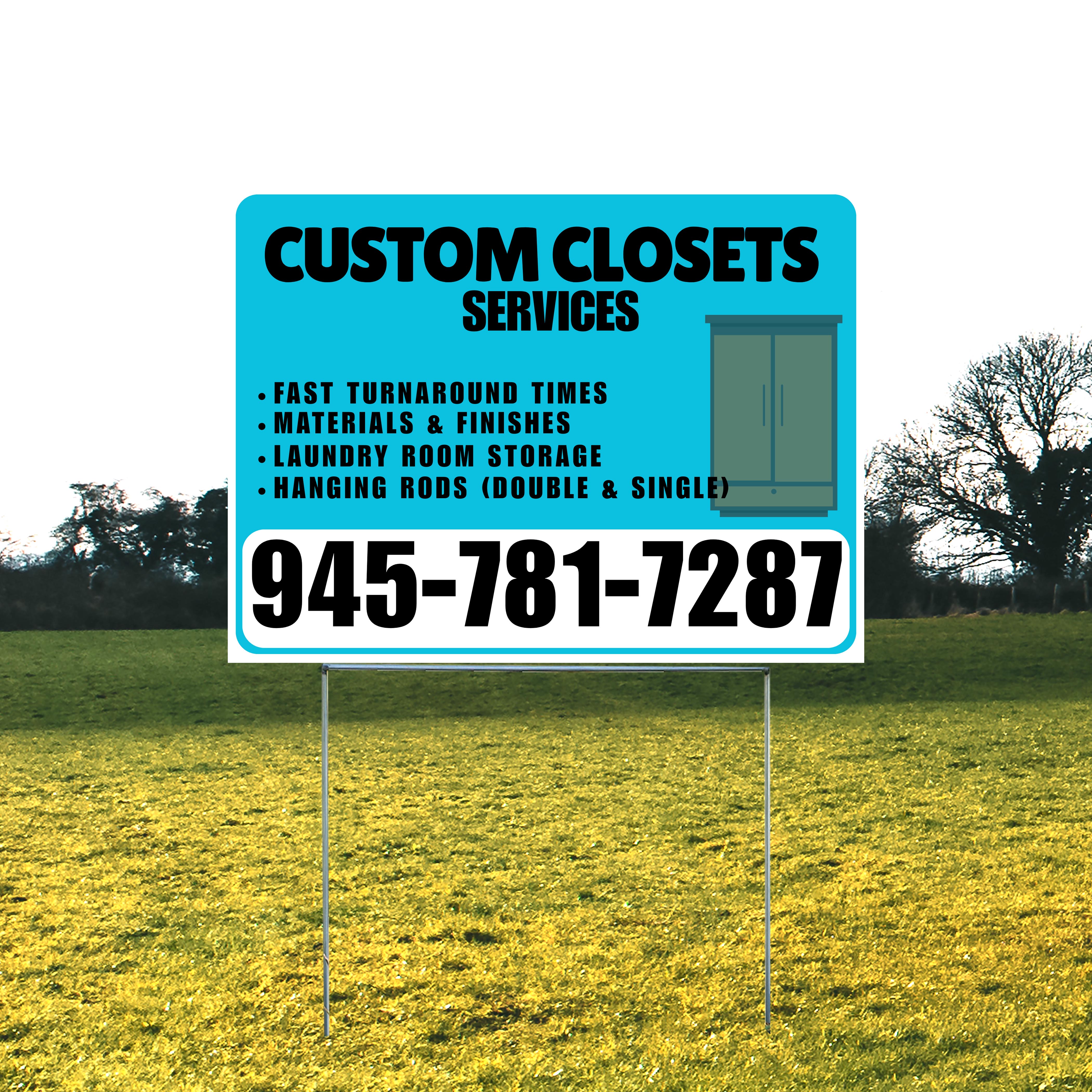 Custom Closets - Fast Turnaround Times, Materials & Finishes, Laundry Room Storage, Hanging Rods (Double & Single) - Plain White Aqua Blue Design - YardSigns.com