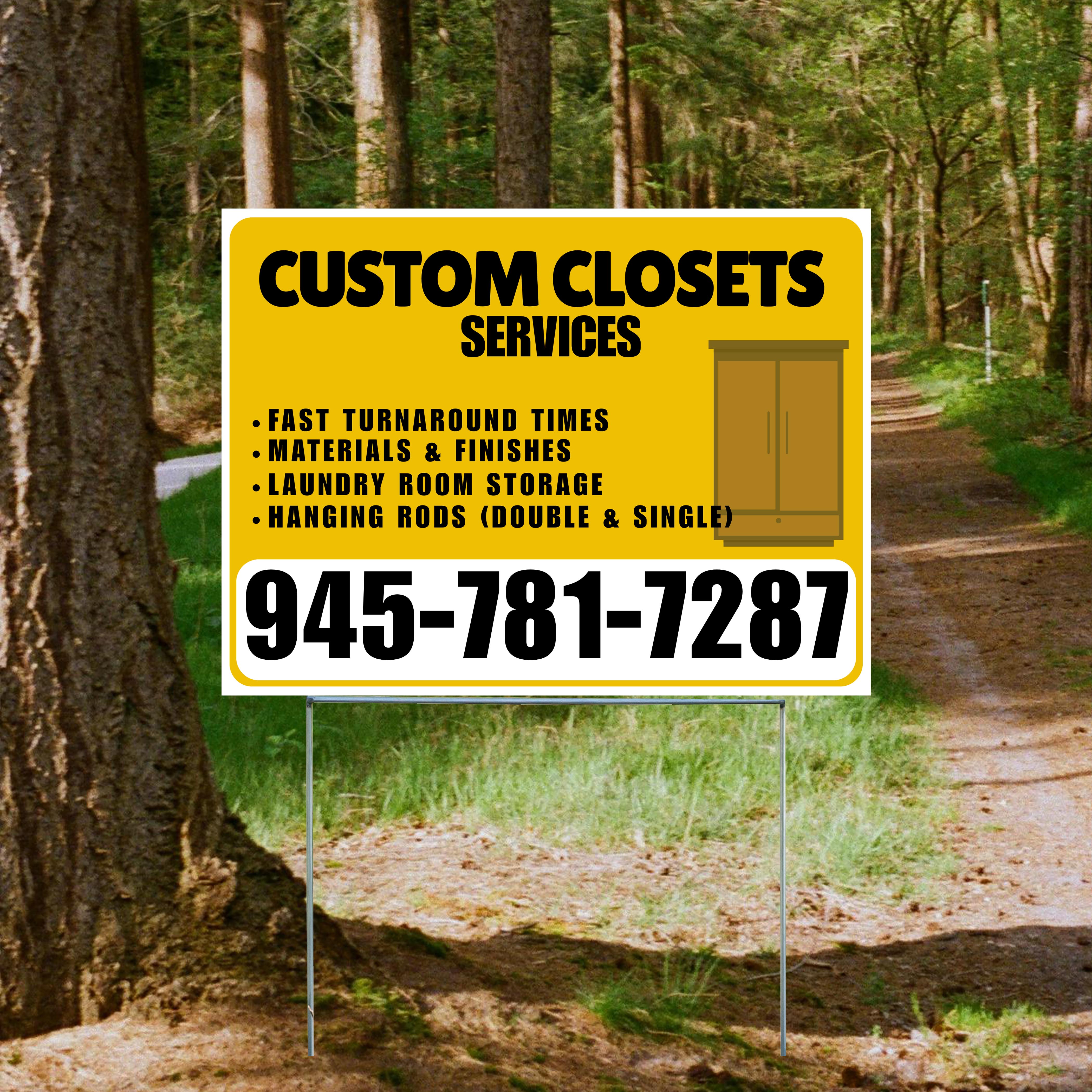 Custom Closets - Fast Turnaround Times, Materials & Finishes, Laundry Room Storage, Hanging Rods (Double & Single) - Plain White Mustard Gold Design - YardSigns.com