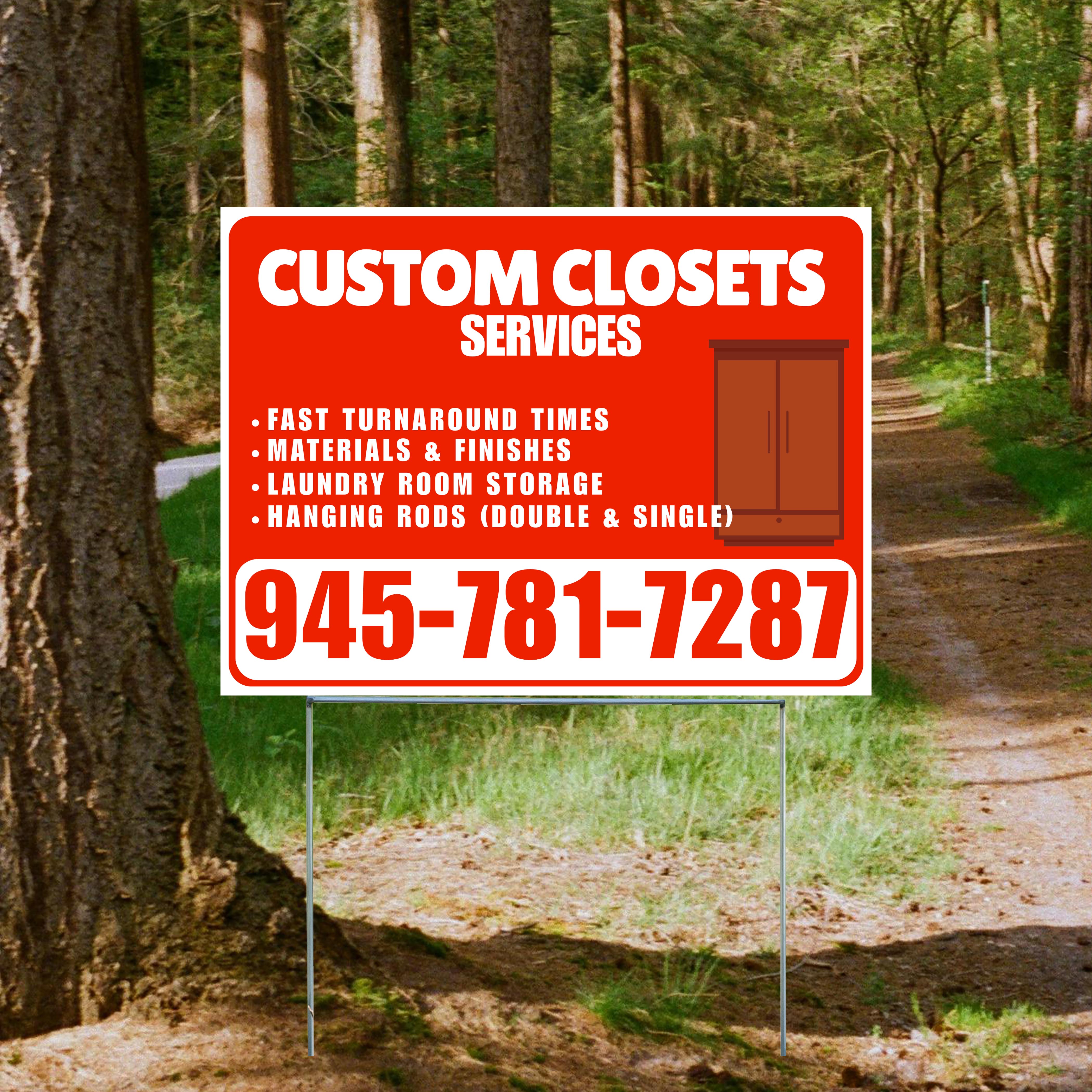 Custom Closets - Fast Turnaround Times, Materials & Finishes, Laundry Room Storage, Hanging Rods (Double & Single) - Plain White Chili Red Design - YardSigns.com