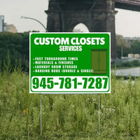 Custom Closets - Fast Turnaround Times, Materials & Finishes, Laundry Room Storage, Hanging Rods (Double & Single) - Plain White Green Design - YardSigns.com