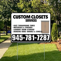 Custom Closets - Space Optimization, Shelving and Hanging Areas,  Drawers and Bins with Price Tag - Plain Black White Design YardSigns.com