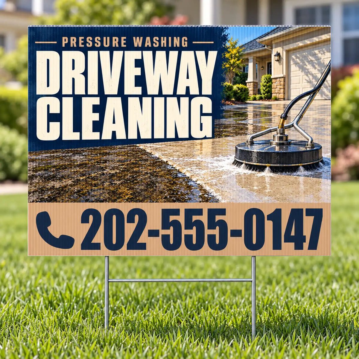 Pressure Washing - Driveway Cleaning Yard Sign - Navy & Copper - 24 x 18