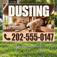 Cleaners/Maids Signs - Dusting Service Yard Sign - Espresso & Peach - 24 x 18 YardSigns.com