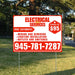 Electricians - Wiring and Rewiring,  Lighting Installation, Outlets and Switches with Price Tag - Plain Chili Red White Design YardSigns.com