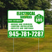 Electricians - Wiring and Rewiring,  Lighting Installation, Outlets and Switches with Price Tag - Plain Green White Design YardSigns.com