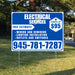 Electricians - Wiring and Rewiring,  Lighting Installation, Outlets and Switches with Price Tag - Plain White Blue Design YardSigns.com