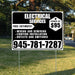 Electricians - Wiring and Rewiring,  Lighting Installation, Outlets and Switches with Price Tag - Plain White Black Design YardSigns.com