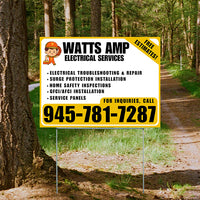 Electricians - Electrical troubleshooting & repair, Surge protection installation, Home safety inspections, GFCI/AFCI installation, Service panels - Free Estimates! - Plain Mustard Gold White Design - YardSigns.com