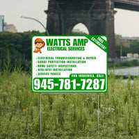 Electricians - Electrical troubleshooting & repair, Surge protection installation, Home safety inspections, GFCI/AFCI installation, Service panels - Free Estimates! - Plain Green White Design - YardSigns.com