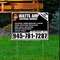 Electricians - Electrical troubleshooting & repair, Surge protection installation, Home safety inspections, GFCI/AFCI installation, Service panels - Free Estimates! - Plain White Black Design - YardSigns.com