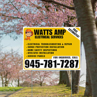 Electricians - Electrical troubleshooting & repair, Surge protection installation, Home safety inspections, GFCI/AFCI installation, Service panels - Free Estimates! - Plain White Mustard Gold Design - YardSigns.com