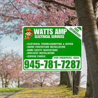 Electricians - Electrical troubleshooting & repair, Surge protection installation, Home safety inspections, GFCI/AFCI installation, Service panels - Free Estimates! - Plain White Green Design - YardSigns.com
