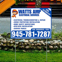 Electricians - Electrical troubleshooting & repair, Surge protection installation, Home safety inspections, GFCI/AFCI installation, Service panels - Free Estimates! - Plain Blue White Design - YardSigns.com