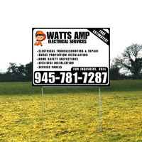 Electricians - Electrical troubleshooting & repair, Surge protection installation, Home safety inspections, GFCI/AFCI installation, Service panels - Free Estimates! - Plain Black White Design - YardSigns.com