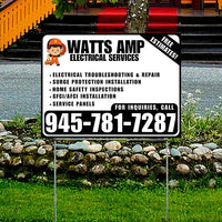 Electricians - Electrical troubleshooting & repair, Surge protection installation, Home safety inspections, GFCI/AFCI installation, Service panels - Free Estimates! - Plain Black White Design - YardSigns.com