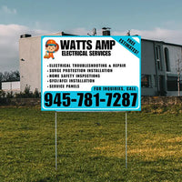 Electricians - Electrical troubleshooting & repair, Surge protection installation, Home safety inspections, GFCI/AFCI installation, Service panels - Free Estimates! - Plain Aqua Blue White Design - YardSigns.com