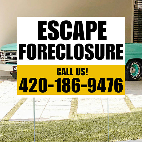 Real Estate - Escape Foreclosure - Plain White Mustard Gold Design - YardSigns.com