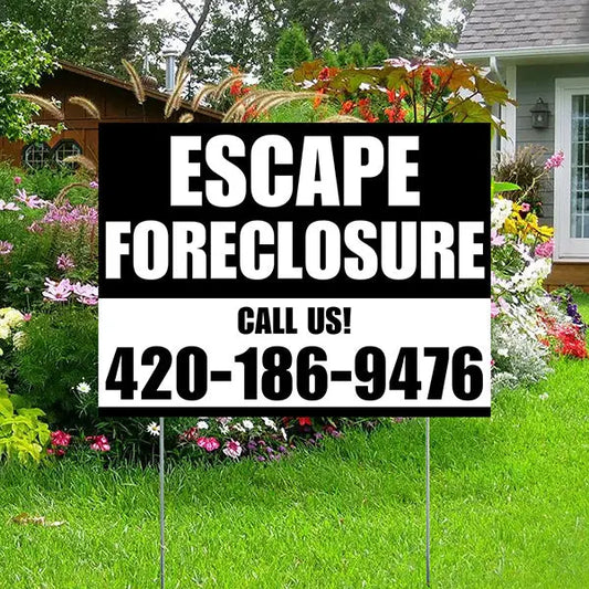 Real Estate - Escape Foreclosure - Round Coners - Elegant Black YardSigns.com
