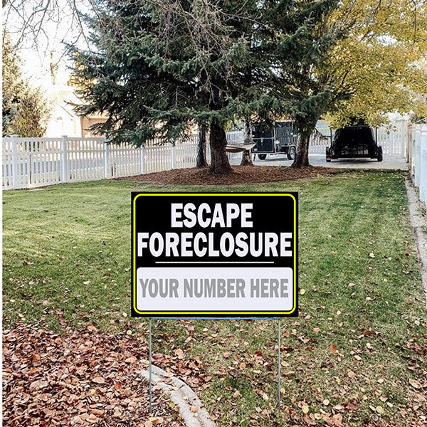 Real Estate - Escape Foreclosure - Round Coners - Elegant Black - YardSigns.com