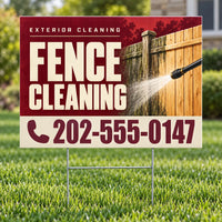 Pressure Washing - Fence Cleaning Yard Sign - Burgundy & Ivory - 24 x 18