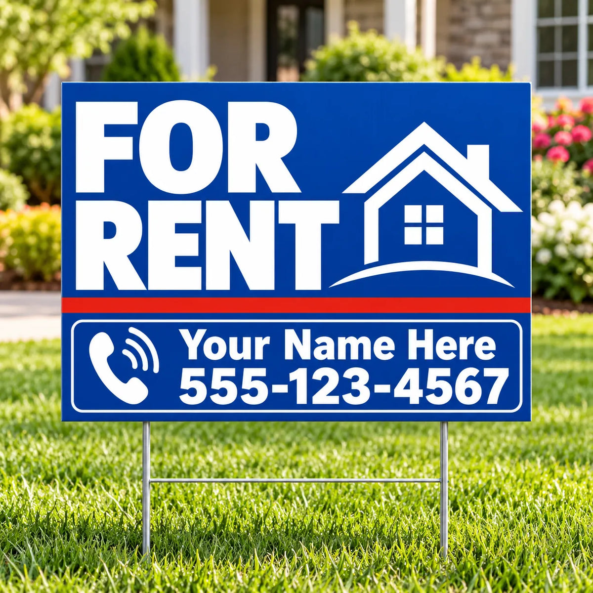 Real Estate - For Rent - Blue Home YardSigns.com