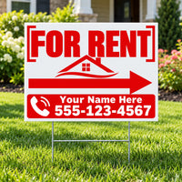 Real Estate - For Rent - Red White YardSigns.com