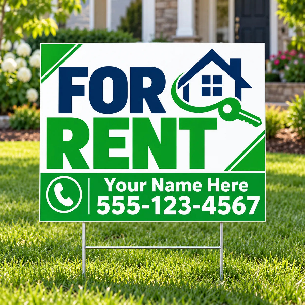Real Estate - For Rent - Green Navy YardSigns.com