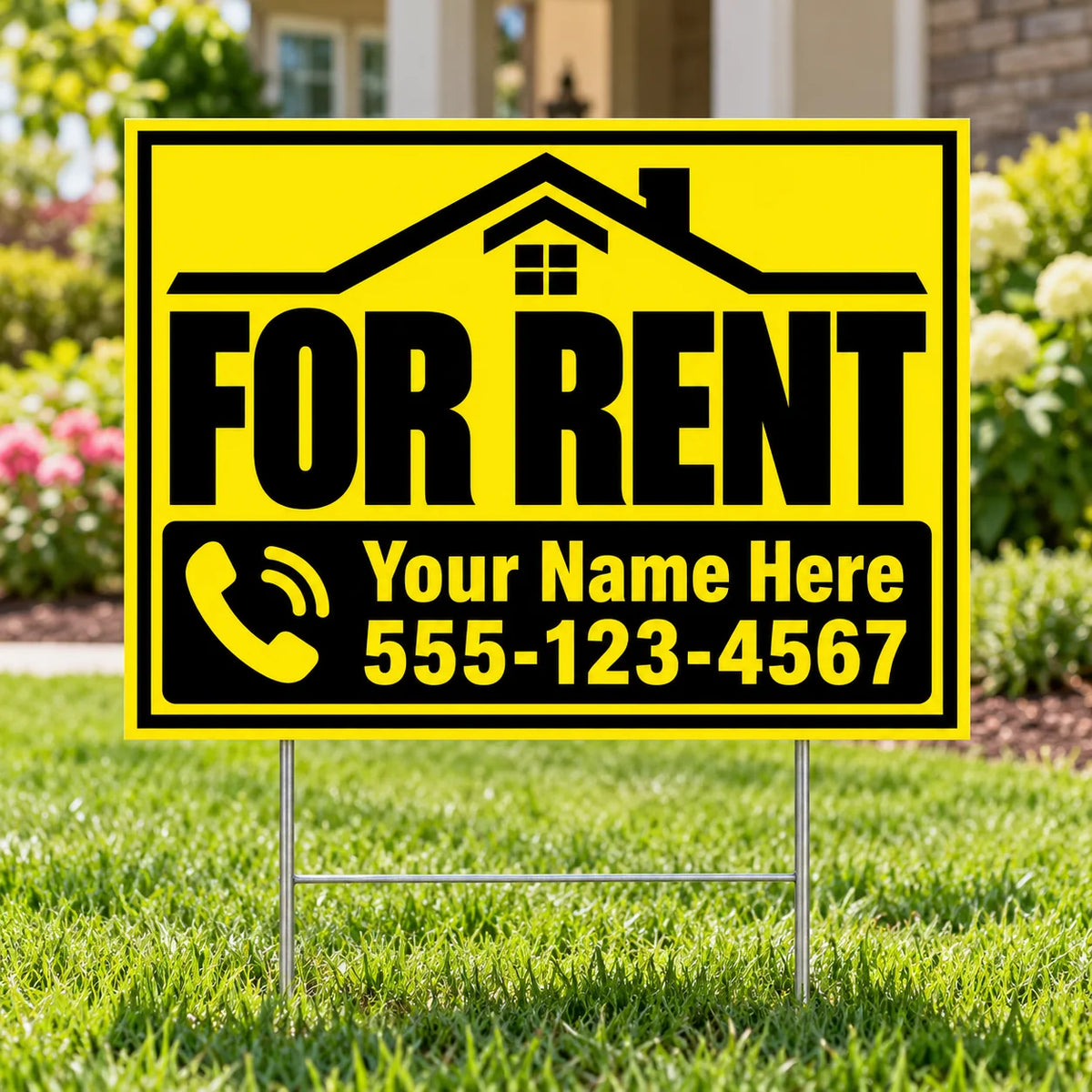 Real Estate - For Rent - Yellow Black YardSigns.com