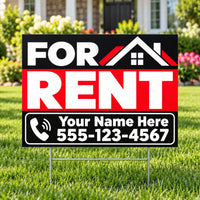 Real Estate - For Rent - Red Black Block YardSigns.com