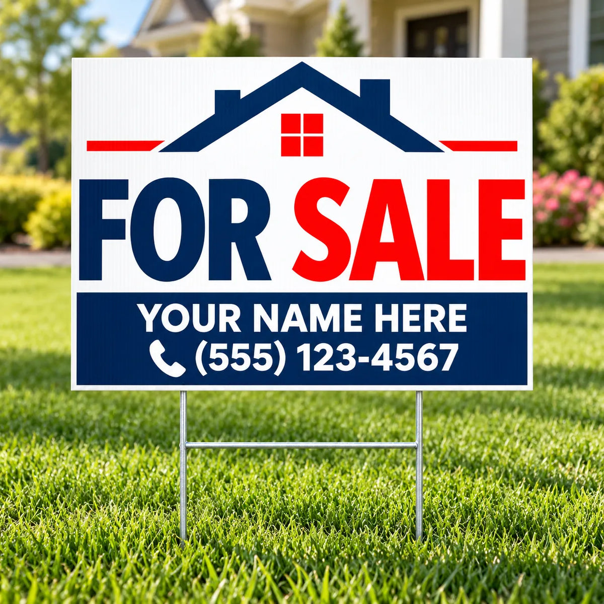 Home For Sale - Classic Navy Red YardSigns.com
