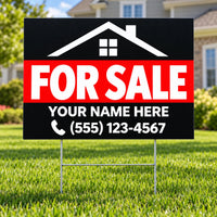 Home For Sale - Black Red Block YardSigns.com