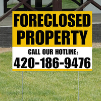 Real Estate - Foreclosed Property - Plain Mustard Gold White Design YardSigns.com