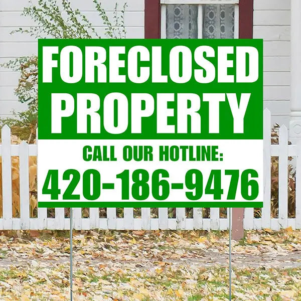 Real Estate - Foreclosed Property - Plain Green White Design YardSigns.com