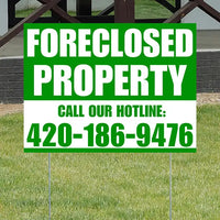 Real Estate - Foreclosed Property - Plain Green White Design YardSigns.com