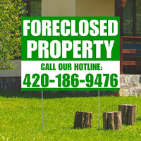 Real Estate - Foreclosed Property - Plain Green White Design YardSigns.com