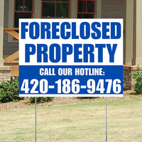 Real Estate - Foreclosed Property - Plain White Blue Design YardSigns.com