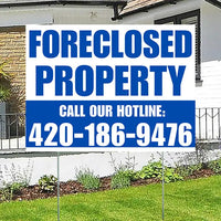 Real Estate - Foreclosed Property - Plain White Blue Design YardSigns.com