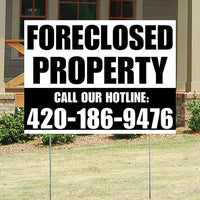 Real Estate - Foreclosed Property - Plain White Black Design YardSigns.com