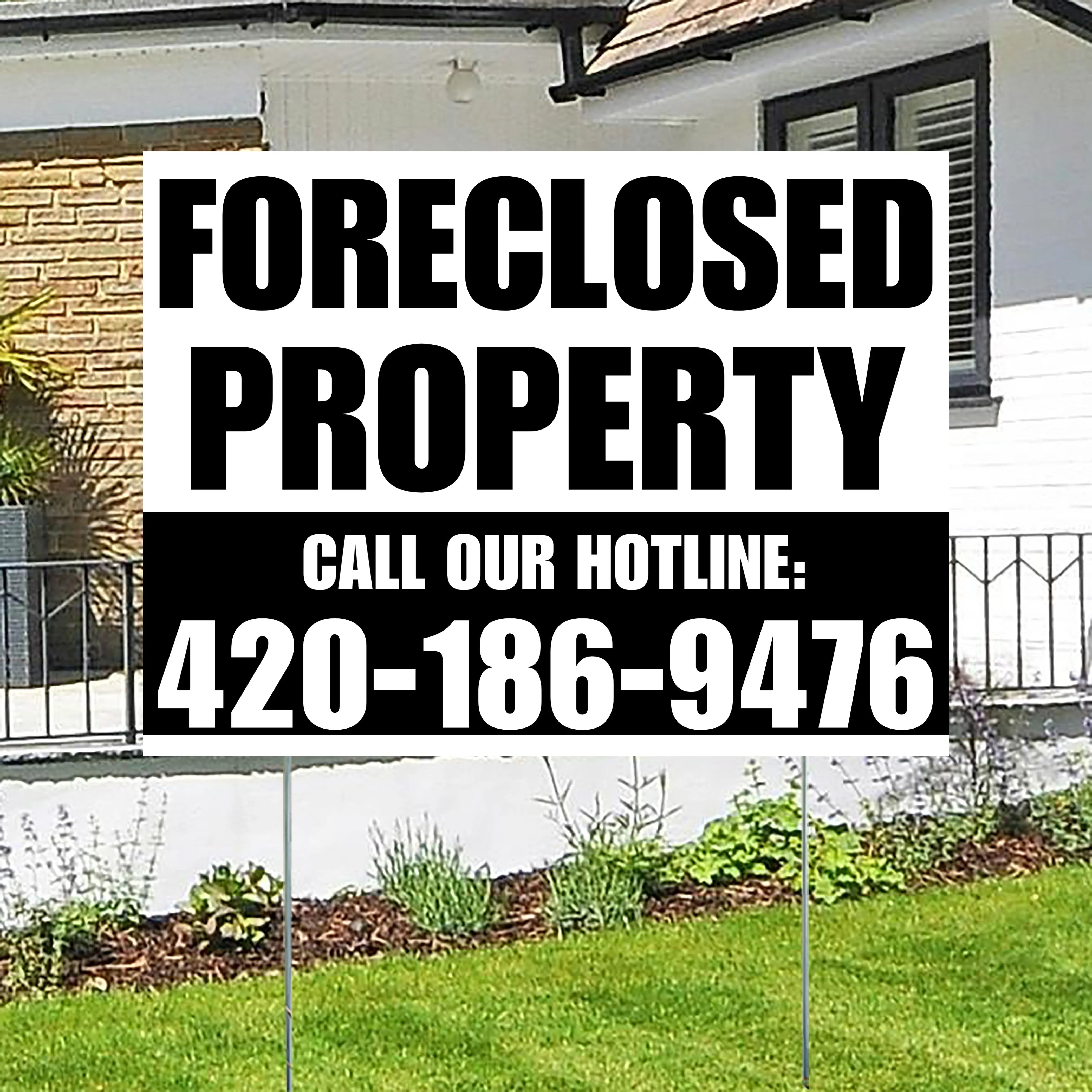 Real Estate - Foreclosed Property - Plain White Black Design YardSigns.com