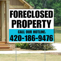 Real Estate - Foreclosed Property - Plain White Aqua Blue Design YardSigns.com