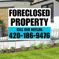 Real Estate - Foreclosed Property - Plain White Aqua Blue Design YardSigns.com