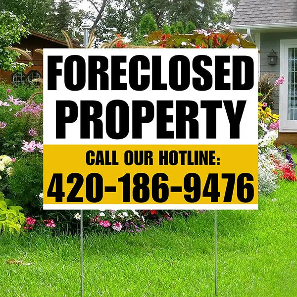 Real Estate - Foreclosed Property - Plain White Mustard Gold Design YardSigns.com