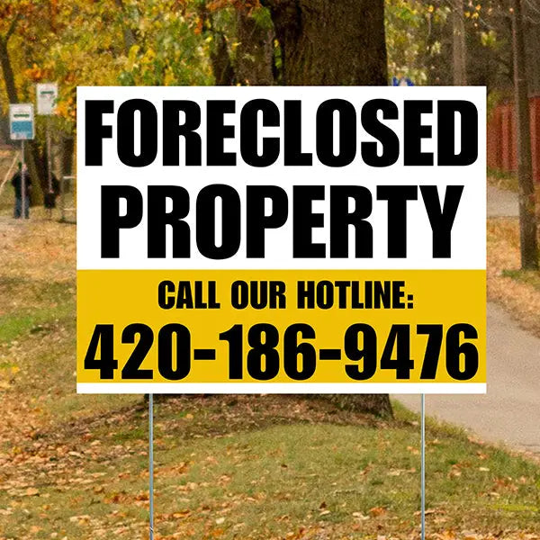 Real Estate - Foreclosed Property - Plain White Mustard Gold Design YardSigns.com