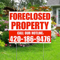 Real Estate - Foreclosed Property - Plain White Chili Red Design YardSigns.com