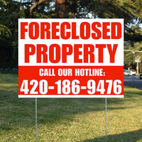 Real Estate - Foreclosed Property - Plain White Chili Red Design YardSigns.com